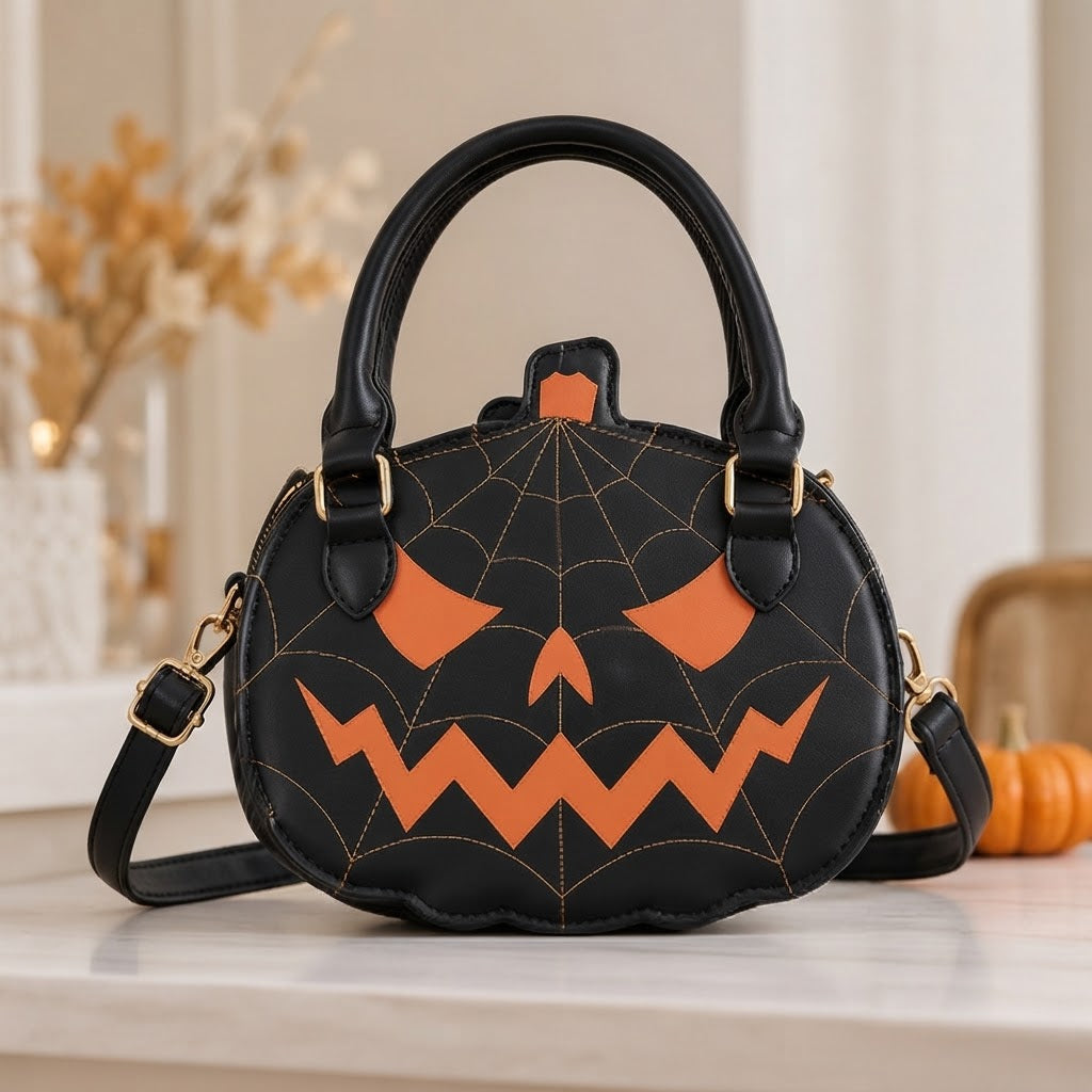 Pumpkin Faux Leather Handbag - Halloween Accessory