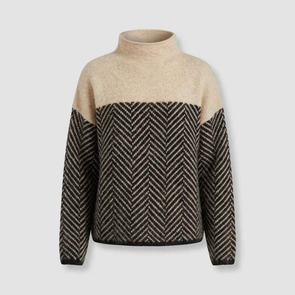 Fashion : Women's Cashmere Turtleneck Sweater - Soft Knit Pullover in Oak Brown van Vanda Liamo