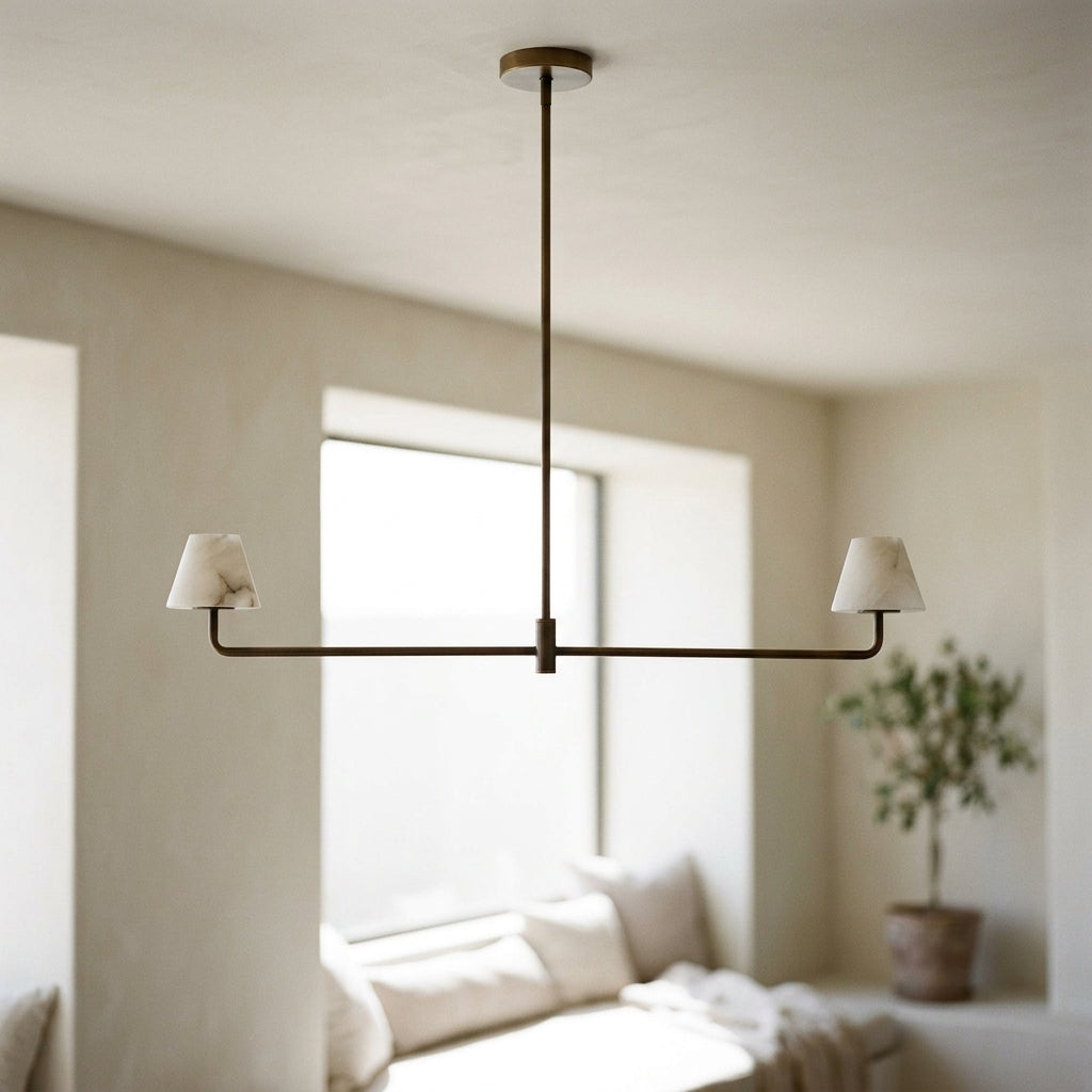 Alba Pendant Lamp in Alabaster and Bronze