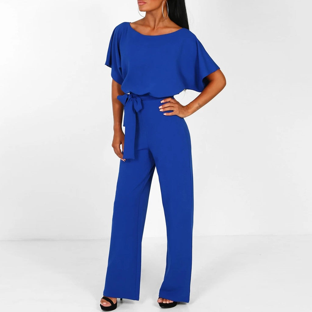 Women's Elegant Belted Jumpsuit - Wide Leg One-Piece
