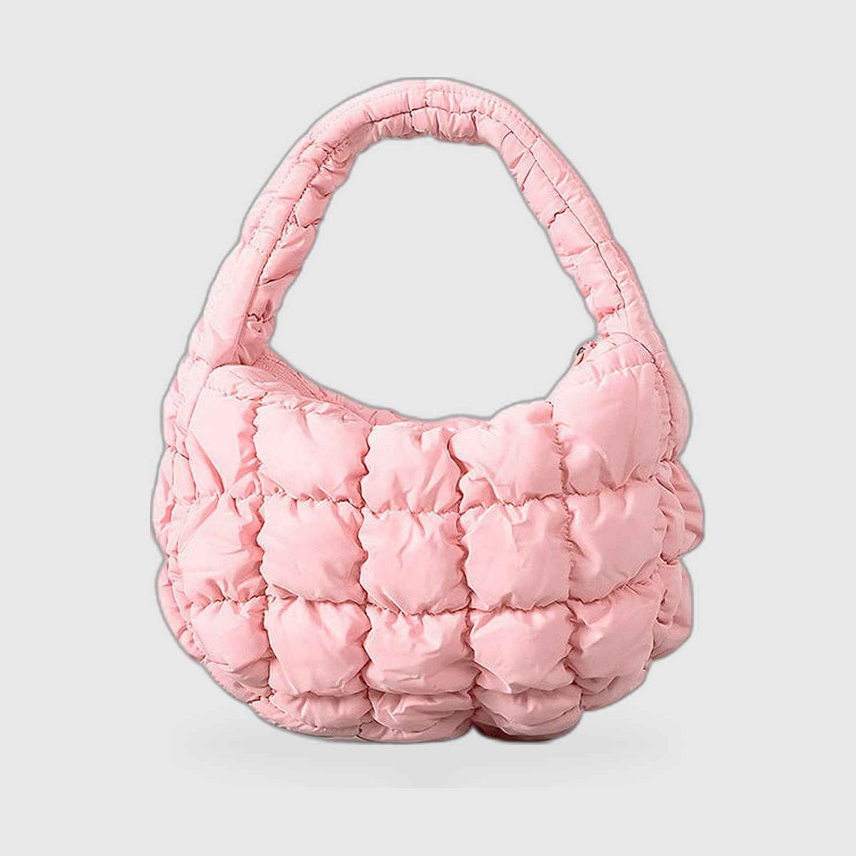 Hobo Bag : Puffy Quilted Hobo Bag – Soft Daily Shoulder Bag in Pink van Vanda Liamo