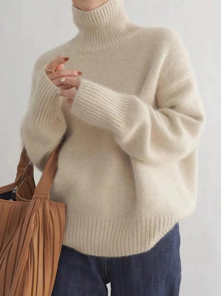 Fashion : Women's Cashmere Sweater with Turtleneck Collar in van Vanda Liamo