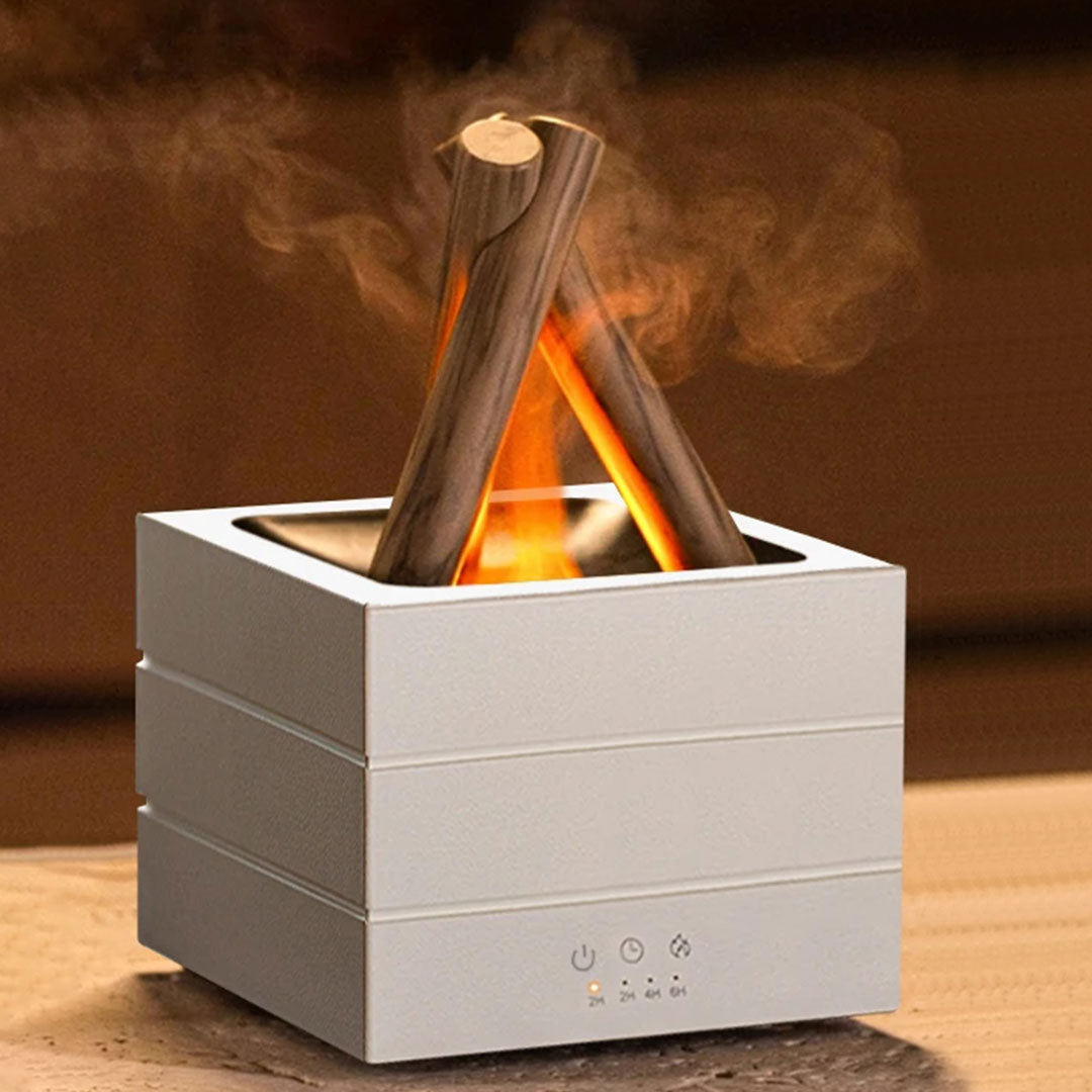 Home Decor : Bonfire Aroma Diffuser - Flame Effect Scent Diffuser in White van Vandaliamo