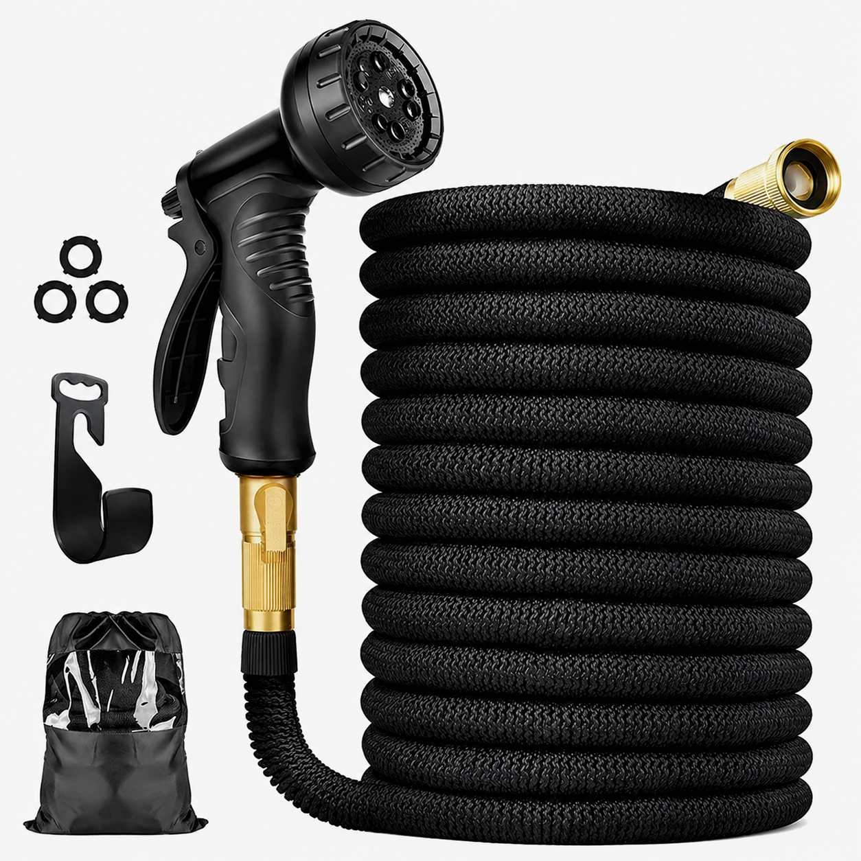 Expandable Garden Hose with 8-Pattern Spray Nozzle