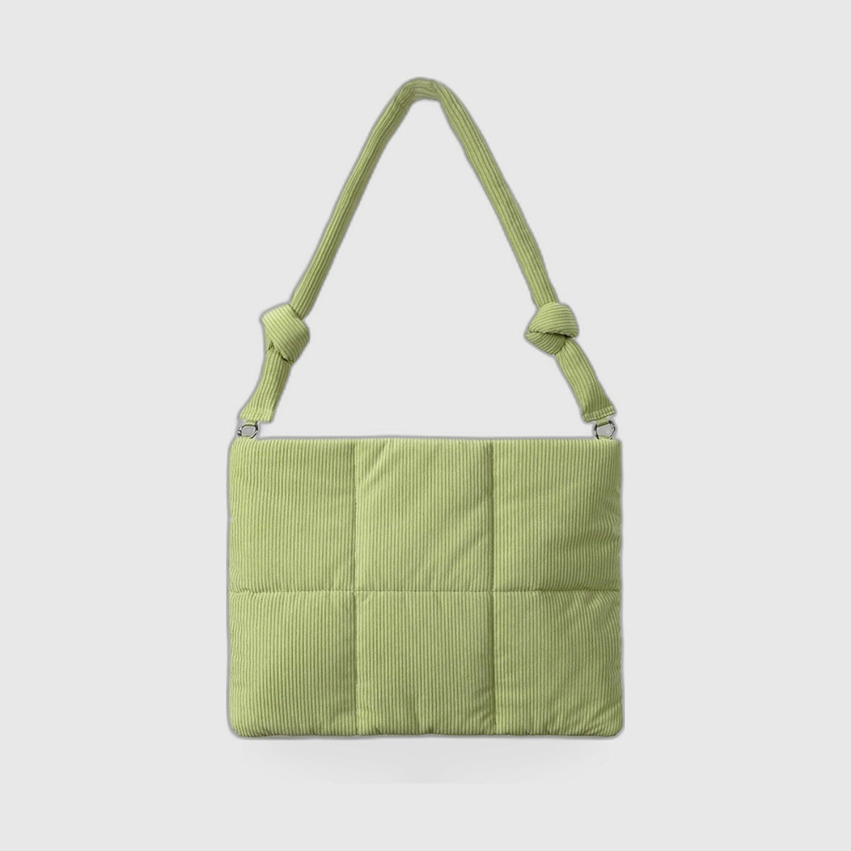 Shoulder Bag : Corduroy Padded Shoulder Bag – Textured Everyday Commuter Bag in Green van Vanda Liamo