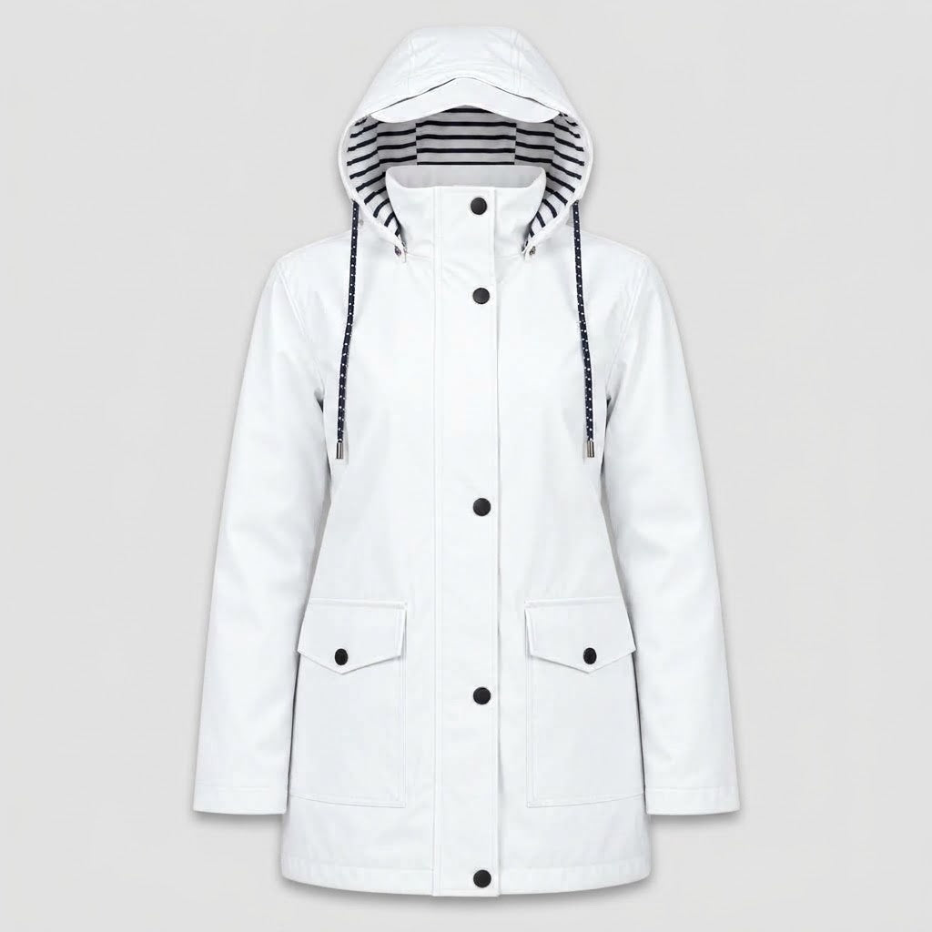 Women's Lightweight Hooded Jacket with Striped Lining