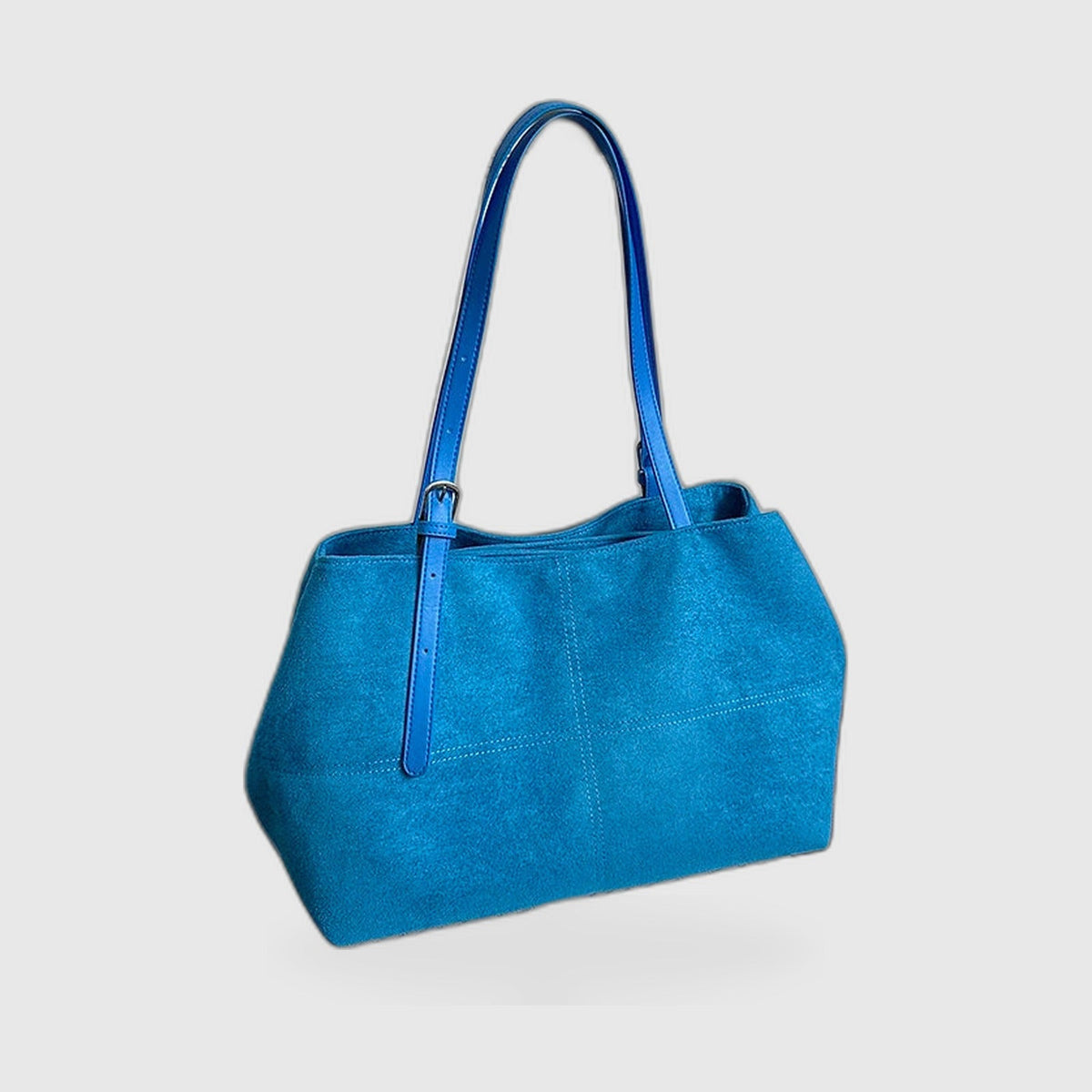 Tote Bag : Soft Suede Tote Bag – Minimalist Everyday Shoulder Bag in Blue van Vanda Liamo