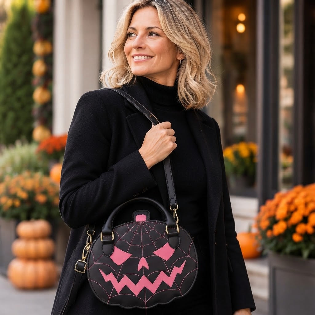 Pumpkin Faux Leather Handbag - Halloween Accessory