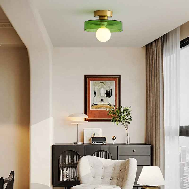 Ceiling Light Fixtures : Bauhaus Ceiling Lamp - French-Inspired Brass Glass Geometric in van Havelalights