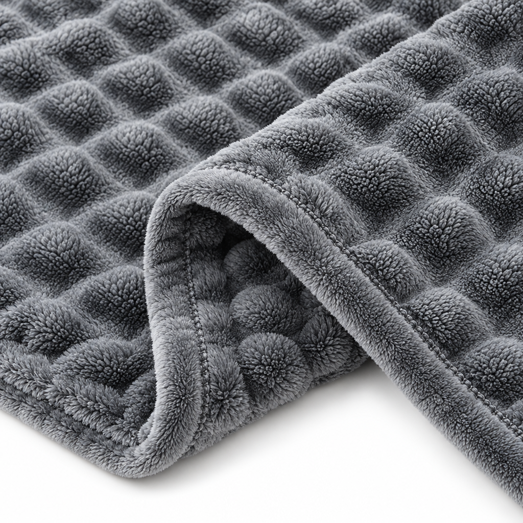 Textured Coral Fleece Throw Blanket for Sofa and Bed