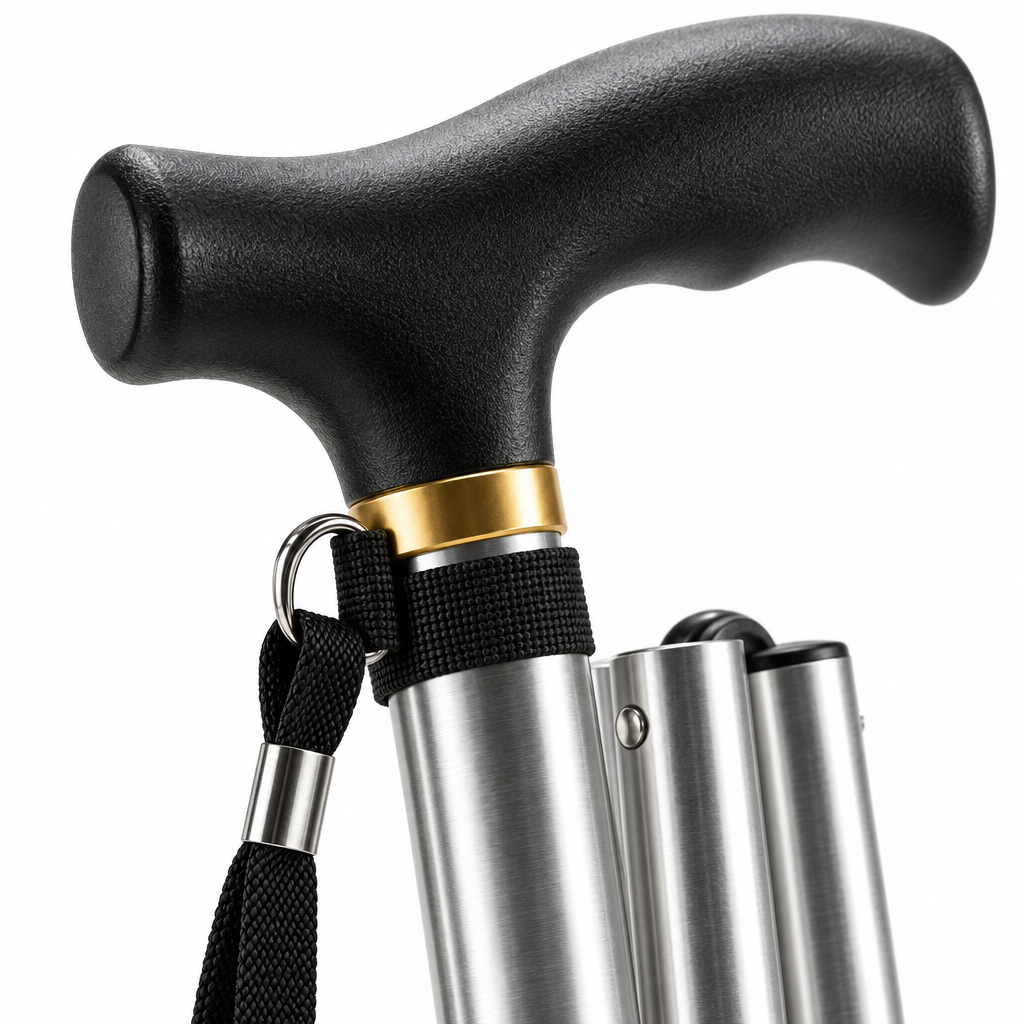 health care : Foldable Aluminum Walking Stick with T-Handle and Wrist Strap in van Vanda Liamo