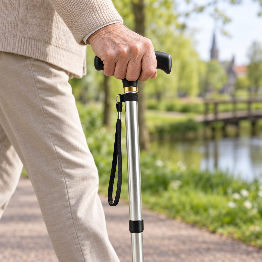 health care : Foldable Aluminum Walking Stick with T-Handle and Wrist Strap in van Vanda Liamo