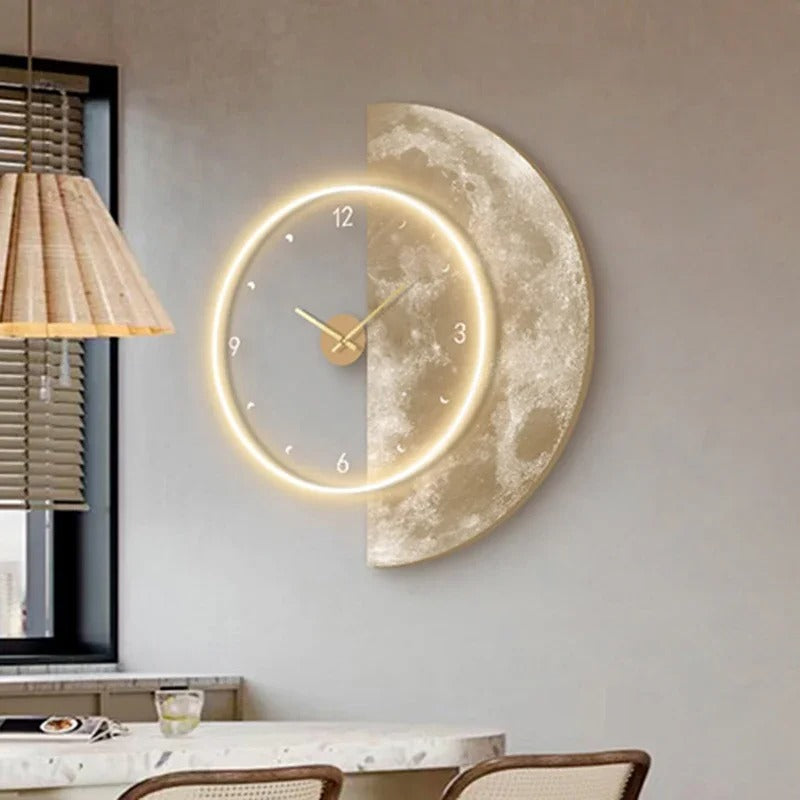 Moon Wall Clock – Soft LED Glow with Celestial Design