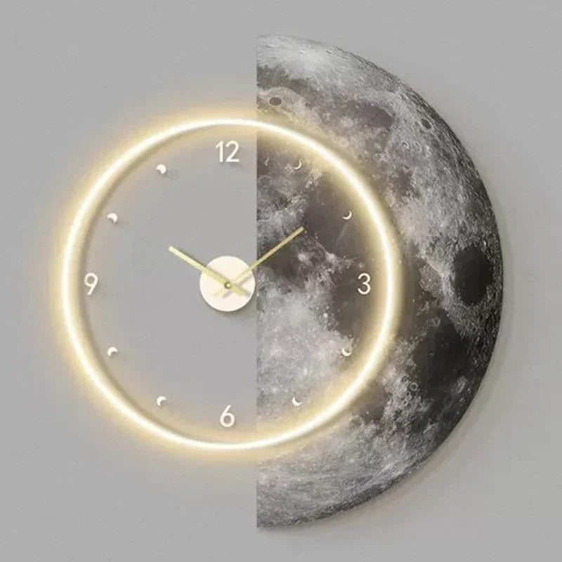 Moon Wall Clock – Soft LED Glow with Celestial Design