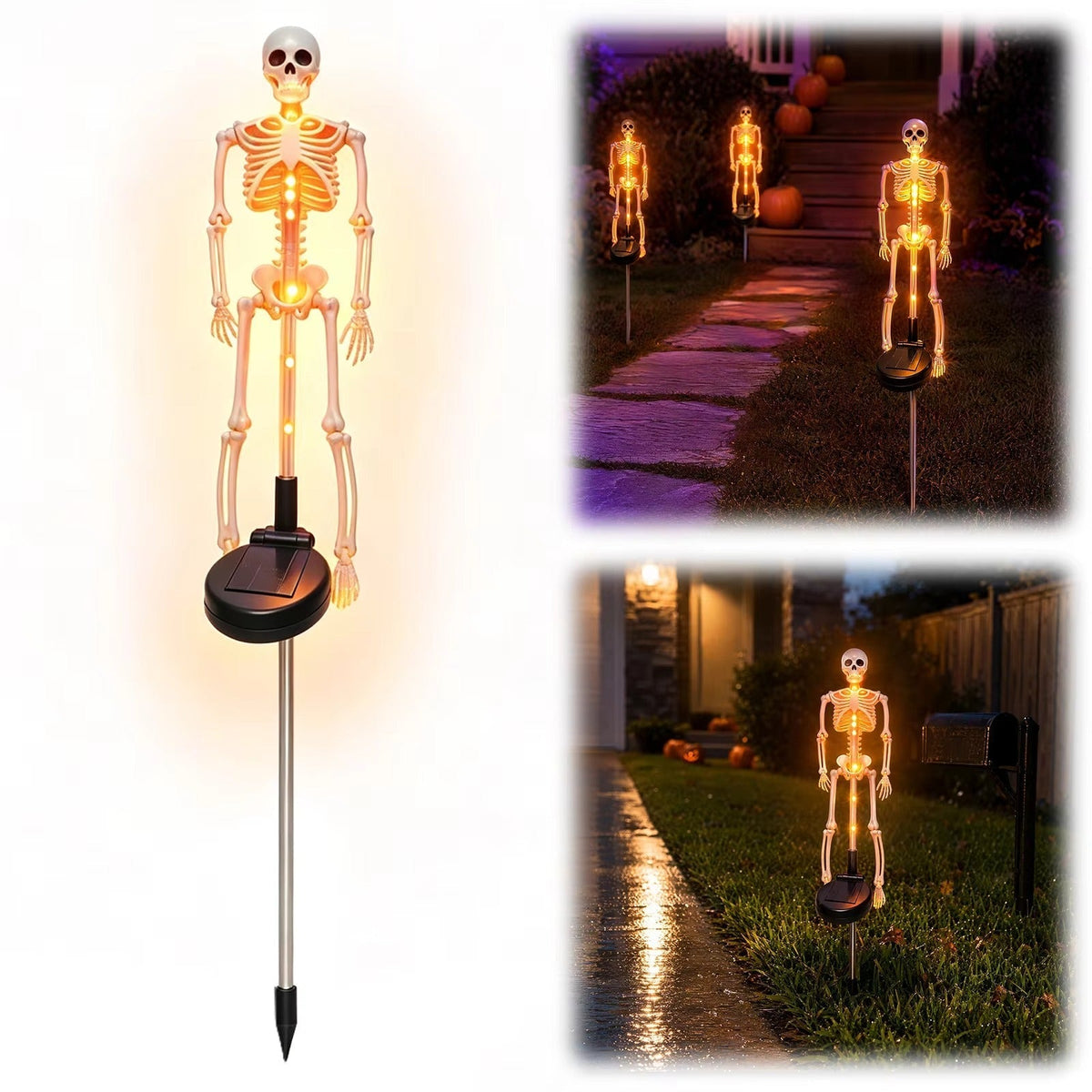 Solar Skeleton Garden Stake Light - LED Halloween Yard Decor