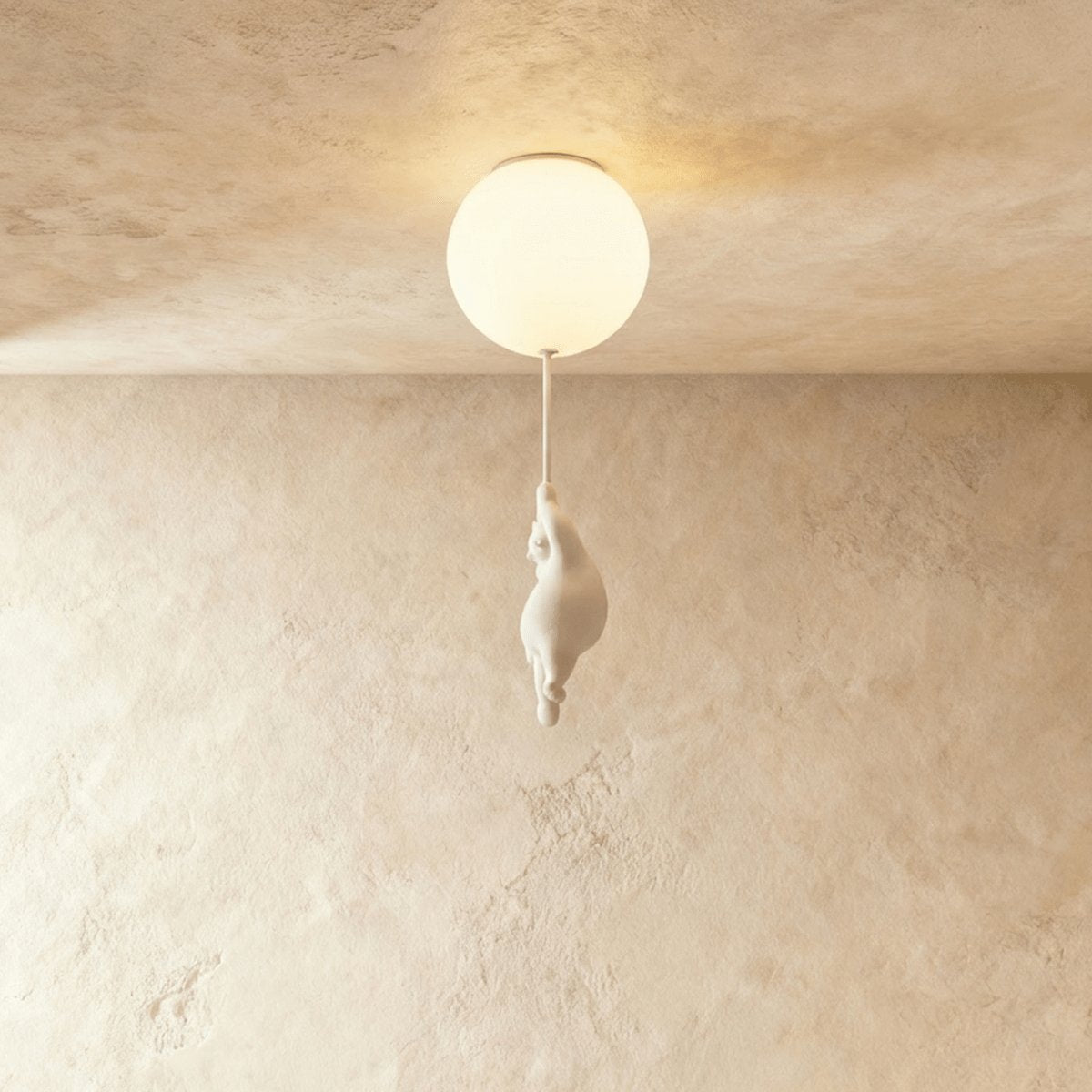 Minimalist Metal Ceiling Light with Bear Figurine