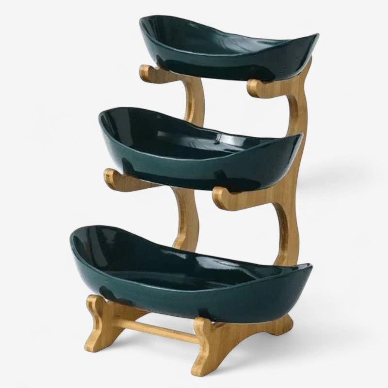 Kitchen : Multi-Tier Fruit Bowl Display with Removable Trays in Green 3 tier van Vandaliamo