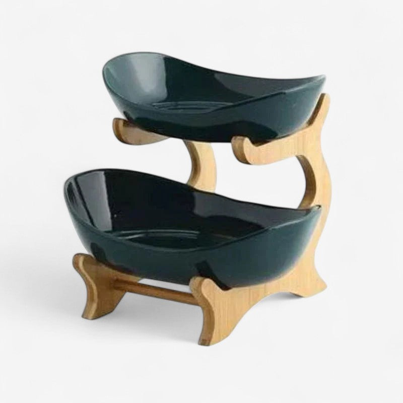 Kitchen : Multi-Tier Fruit Bowl Display with Removable Trays in Green 2 tier van Vandaliamo