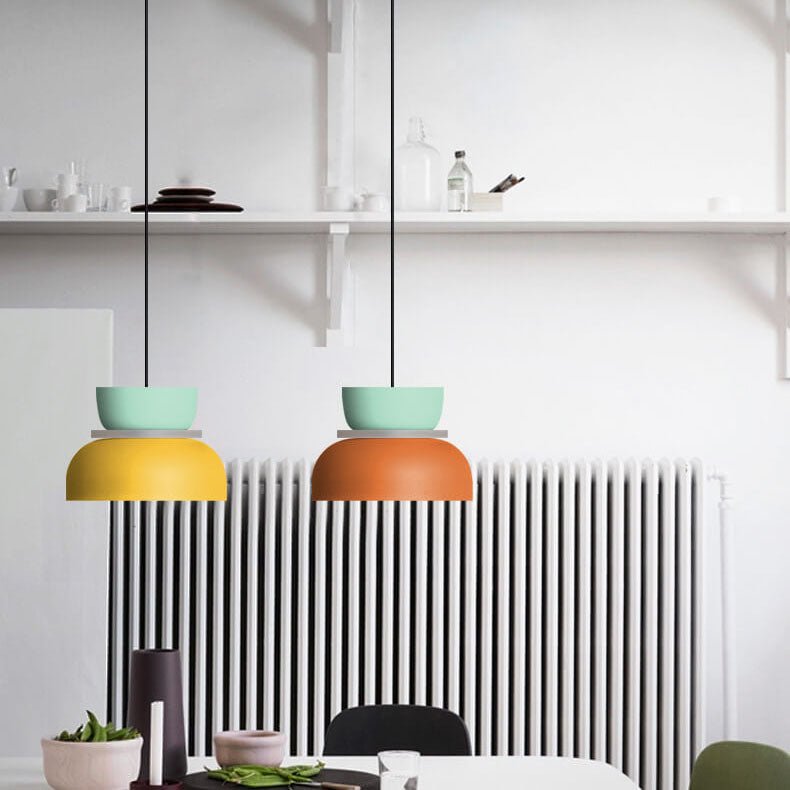 Nordic Metal LED Pendant Light Macaron Tiered Shade
