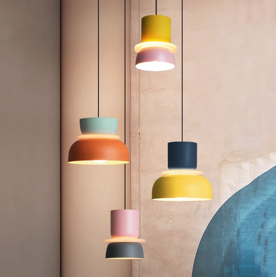 Nordic Metal LED Pendant Light Macaron Tiered Shade