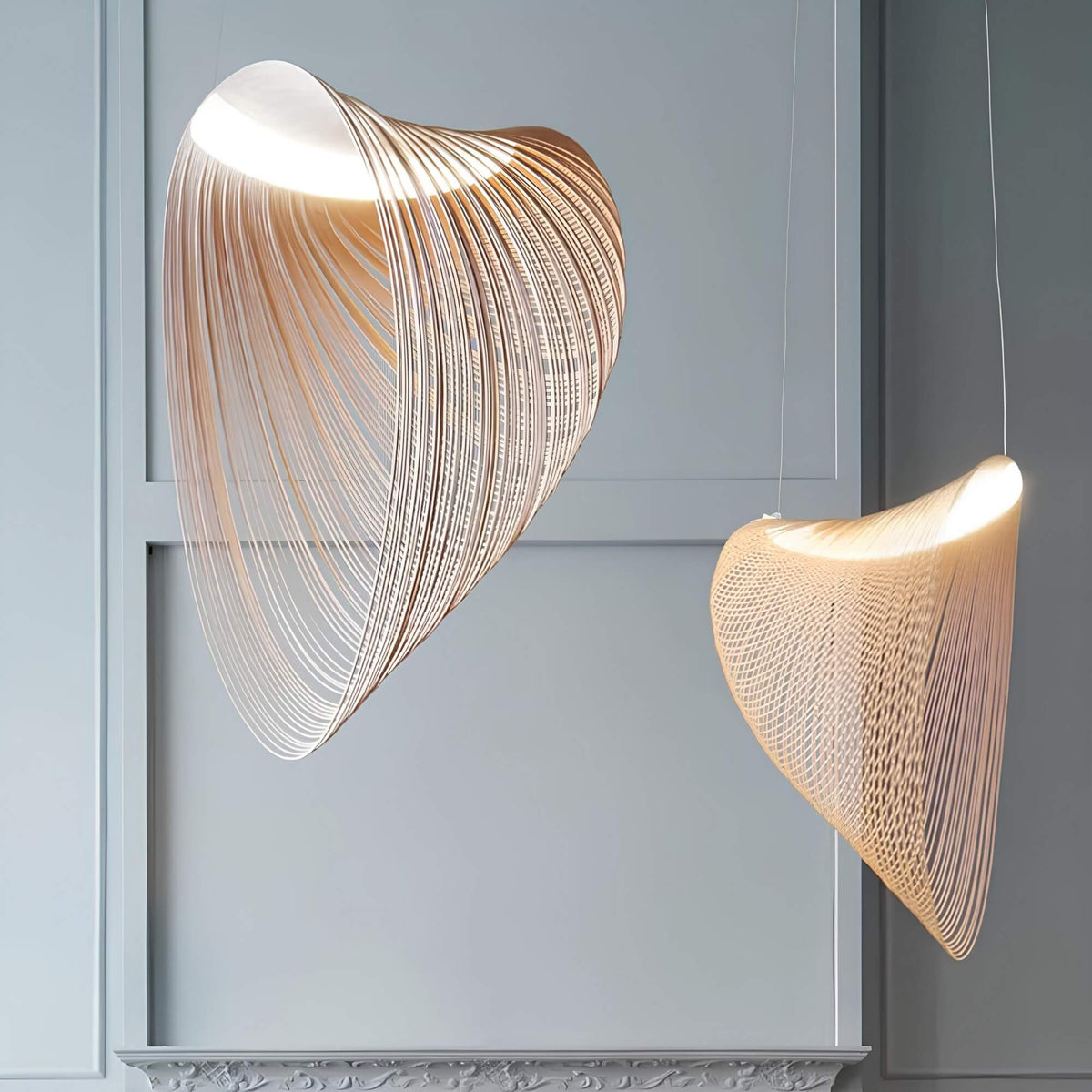Scandinavian Oak Rope Pendant Lamp – Modern Minimalist Ceiling Light