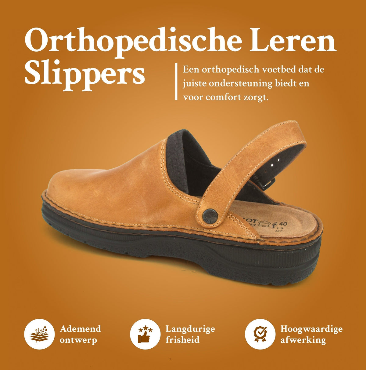 Slippers : Men's Orthopedic Leather Slippers in van Vandaliamo