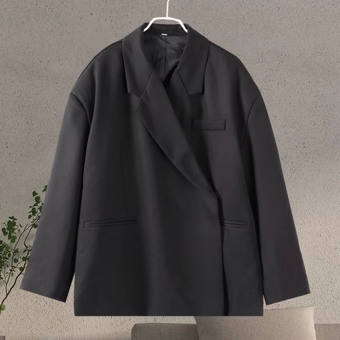 Outerwear : Women's Oversized Blazer - Diagonal Wrap with Lapel Collar in van Vanda Liamo
