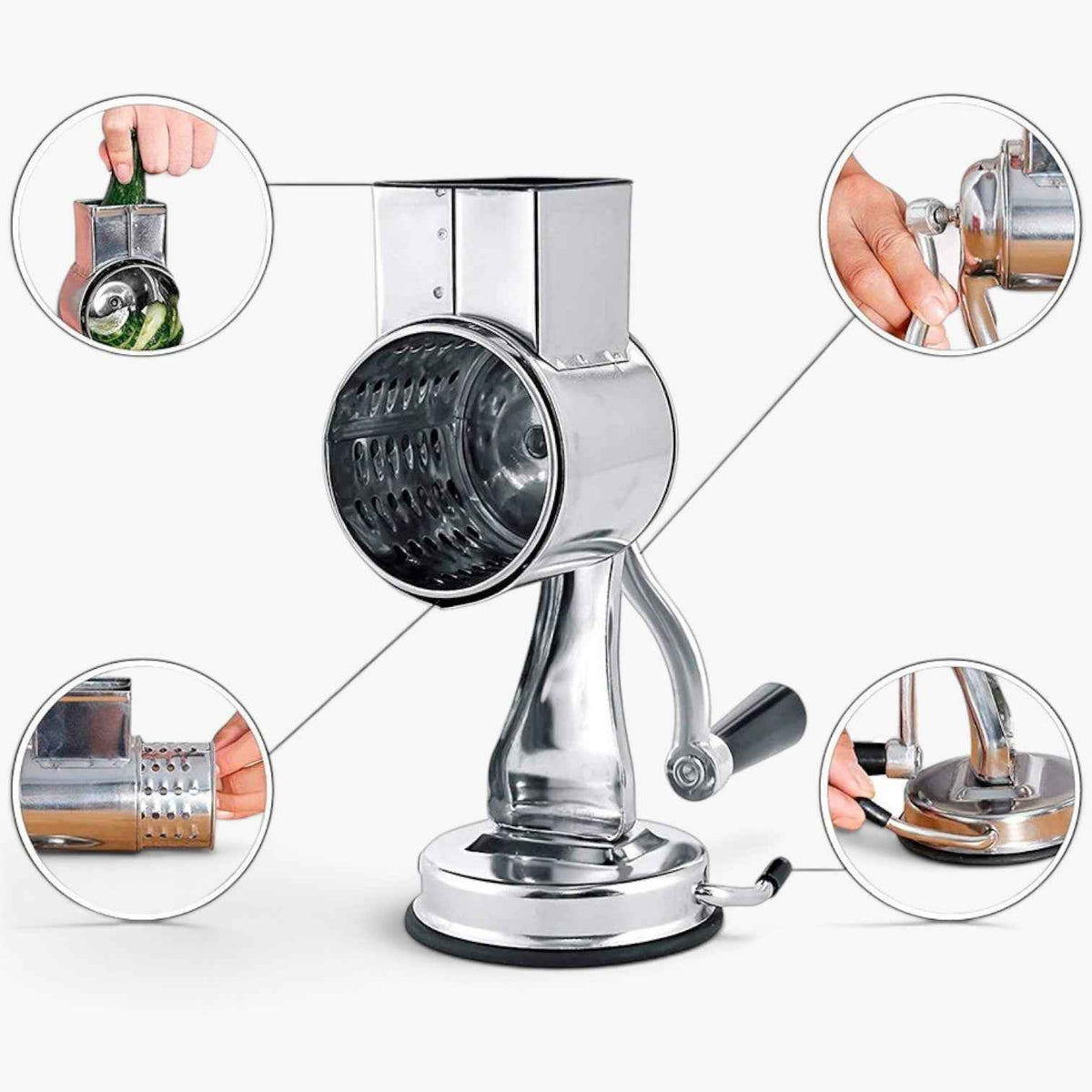 Electronics > Home Appliances > Kitchen Appliances : 5-in-1 Rotary Food Grater, Shredder & Slicer - Hands-Free Kitchen Tool in van Vandaliamo