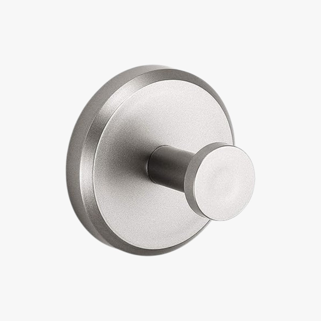 Roselva silver metal suction hook for wall storage with a sleek, minimalist design for kitchens and bathrooms.