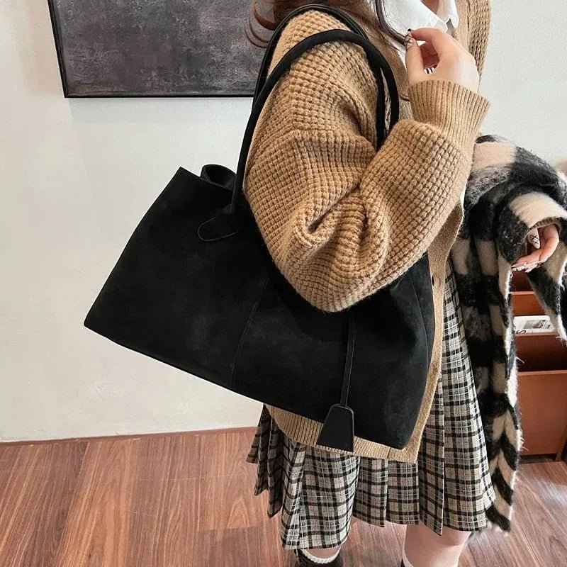 Vegan Suede Handbag Women - Luxury Shoulder Bag with Spacious Design