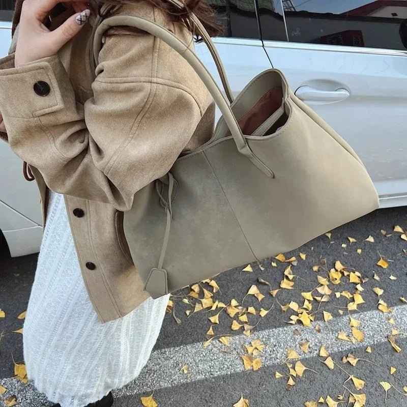 Vegan Suede Handbag Women - Luxury Shoulder Bag with Spacious Design