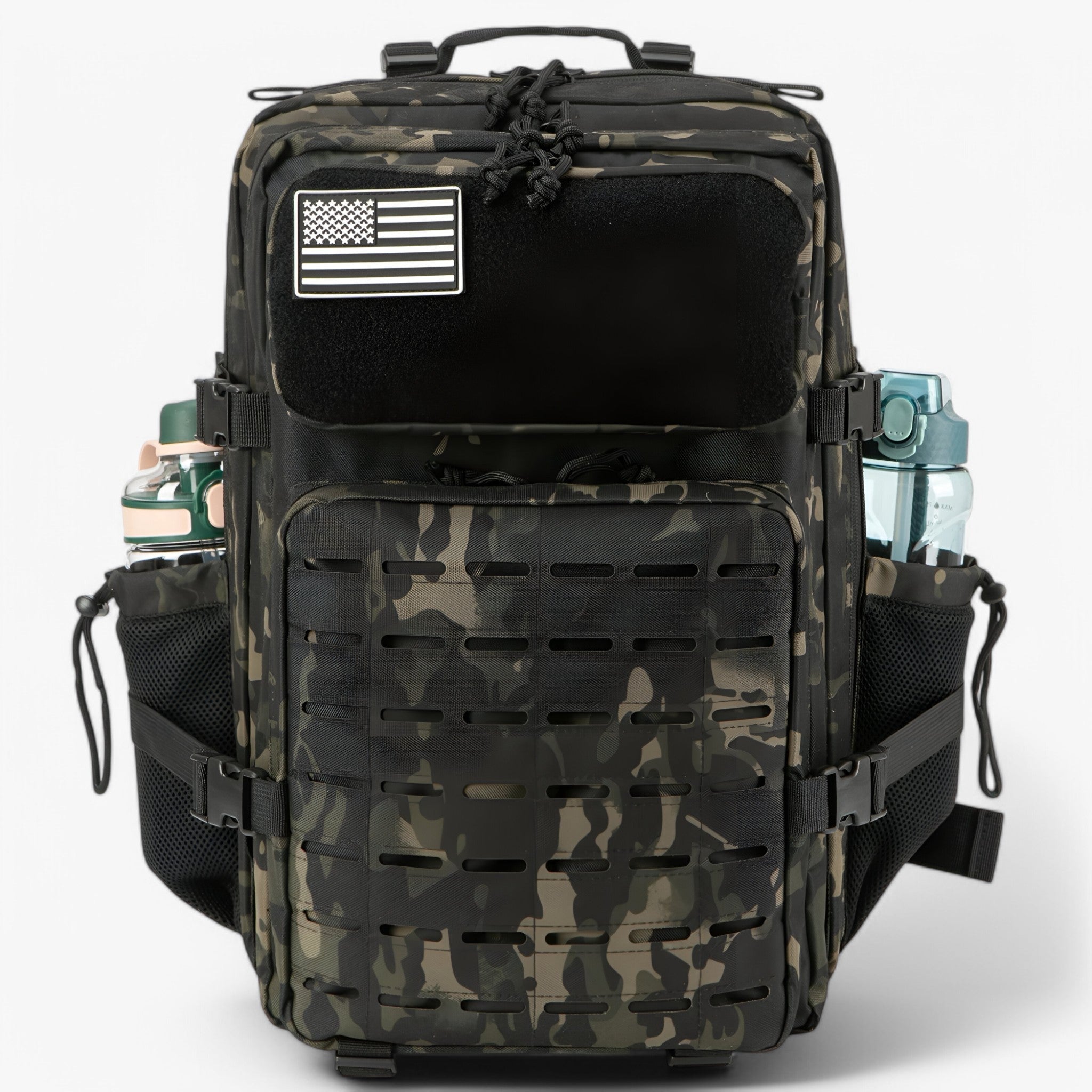 Bags : 40L Waterproof Military Tactical Backpack - Robust, Multi-pocket for Outdoor, Trekking and Survival in 2.0 Black Camo van Vandaliamo