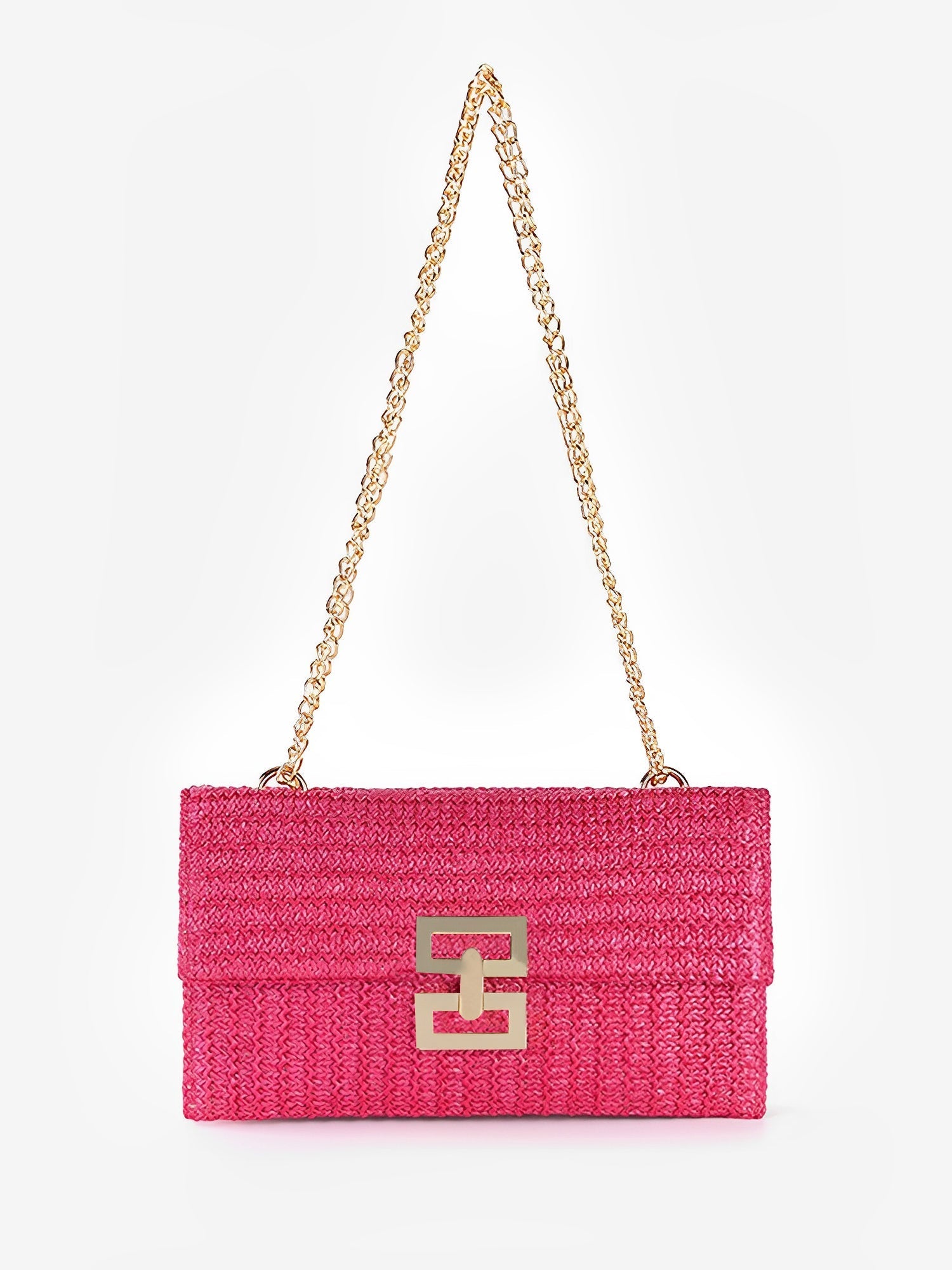 Woven Shoulder Bag with Chain and Swivel Clip
