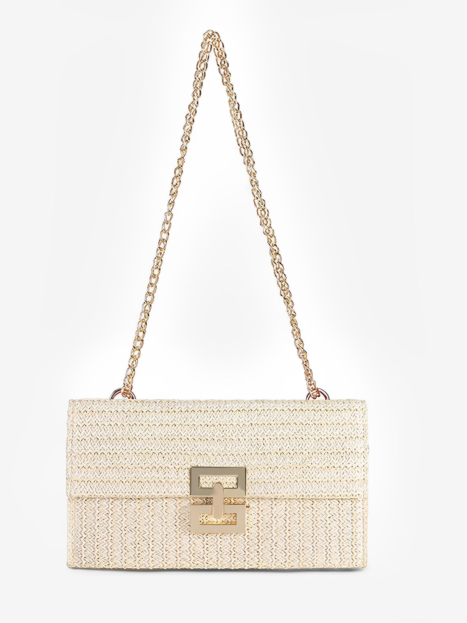 Woven Shoulder Bag with Chain and Swivel Clip