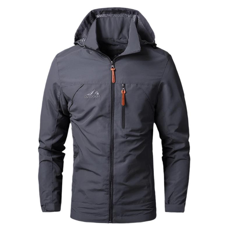 Jackets : Men's Waterproof Windproof Hiking Jacket - Multiple Zip Pockets in Grey van Vanda Liamo