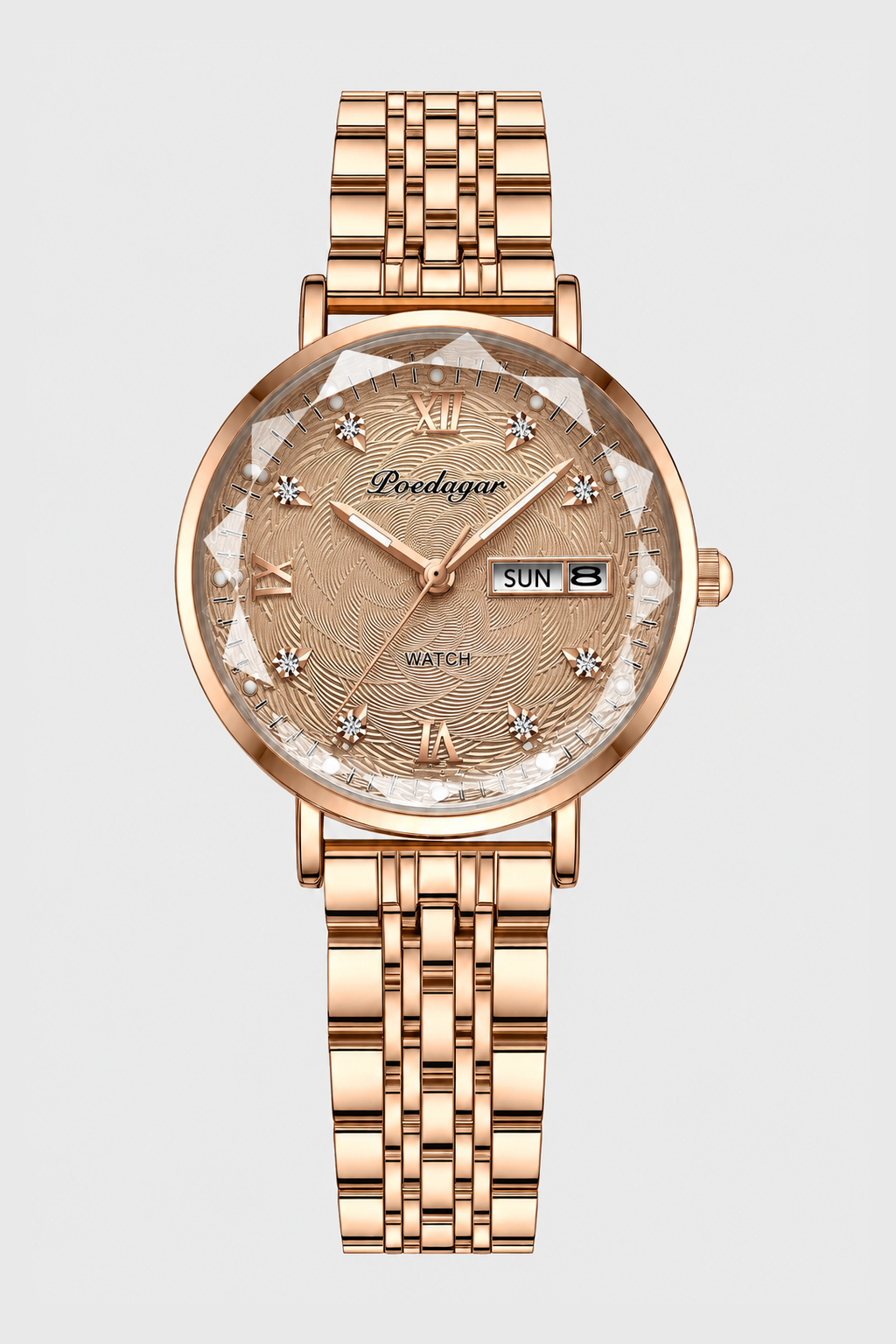 Slim Calendar Watch – Textured Dial with Hidden Clasp