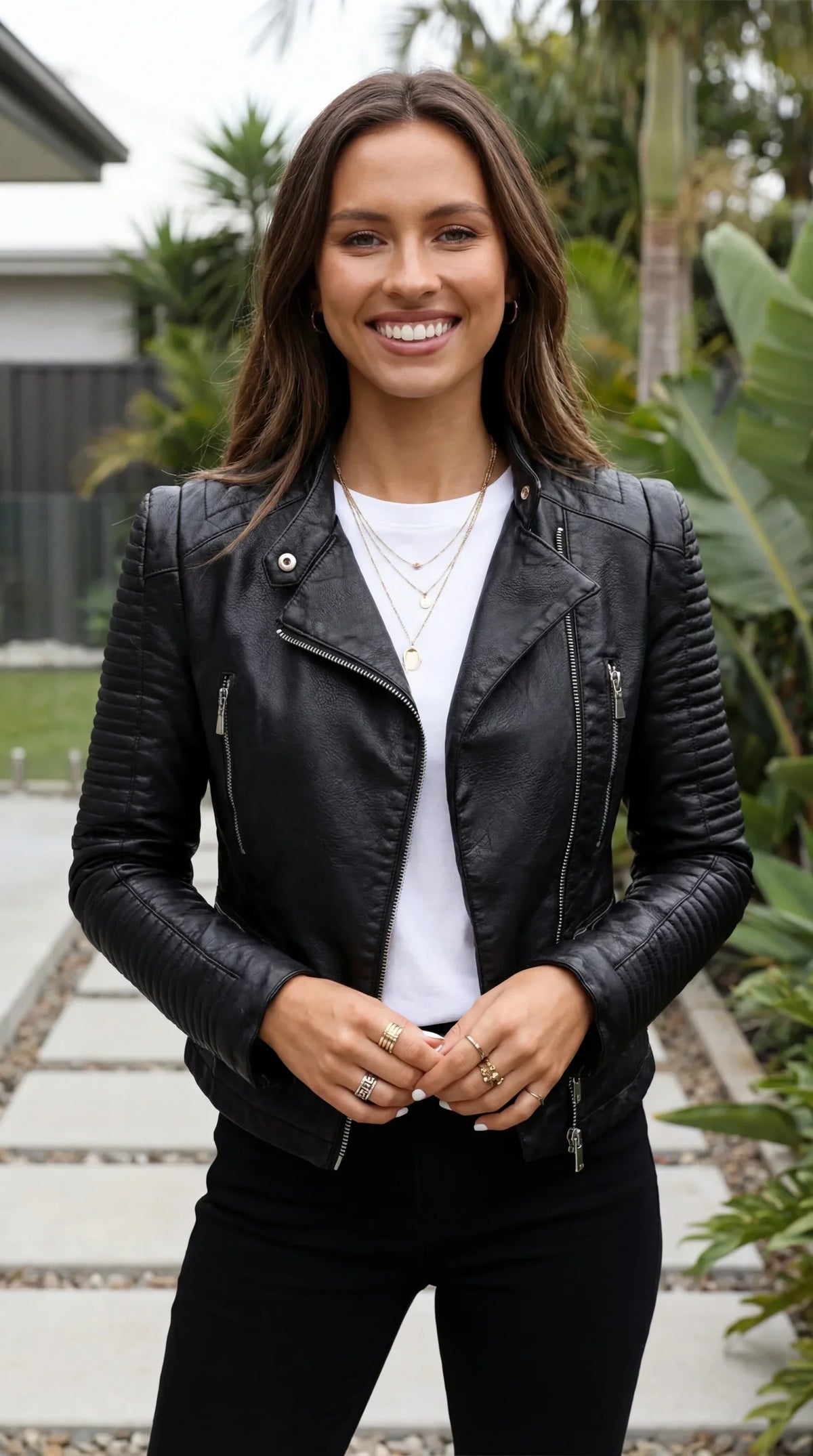Jacket : Women's Faux Leather Biker Jacket in van Vandaliamo