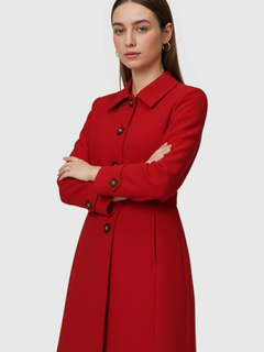 Mid-Length Red Winter Coat
