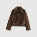 Women's Long Jacket with Lapel Collar and Button Detail