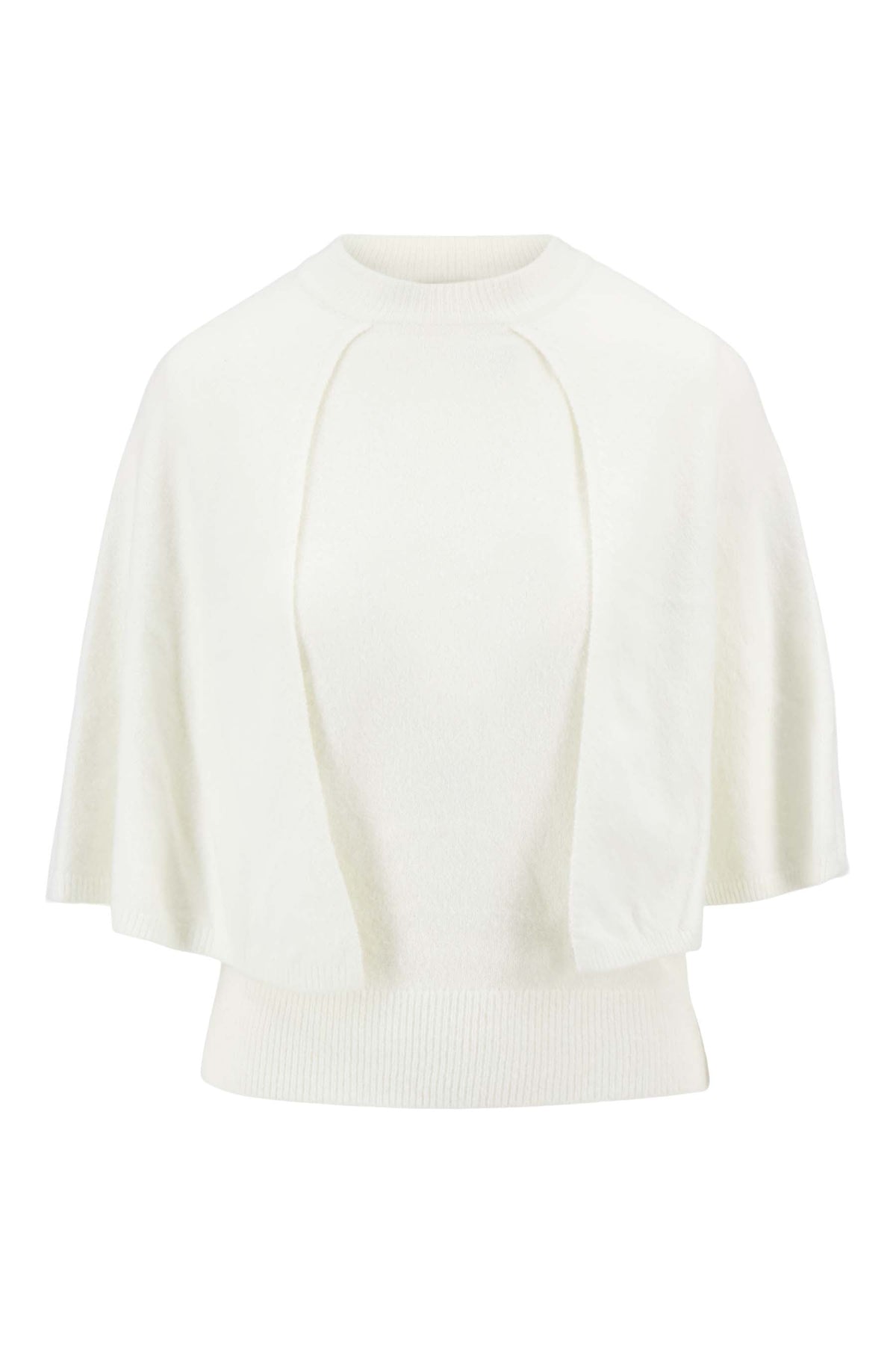 Sweater : Knitted Sweater with Cape in Crispy White van Vandaliamo