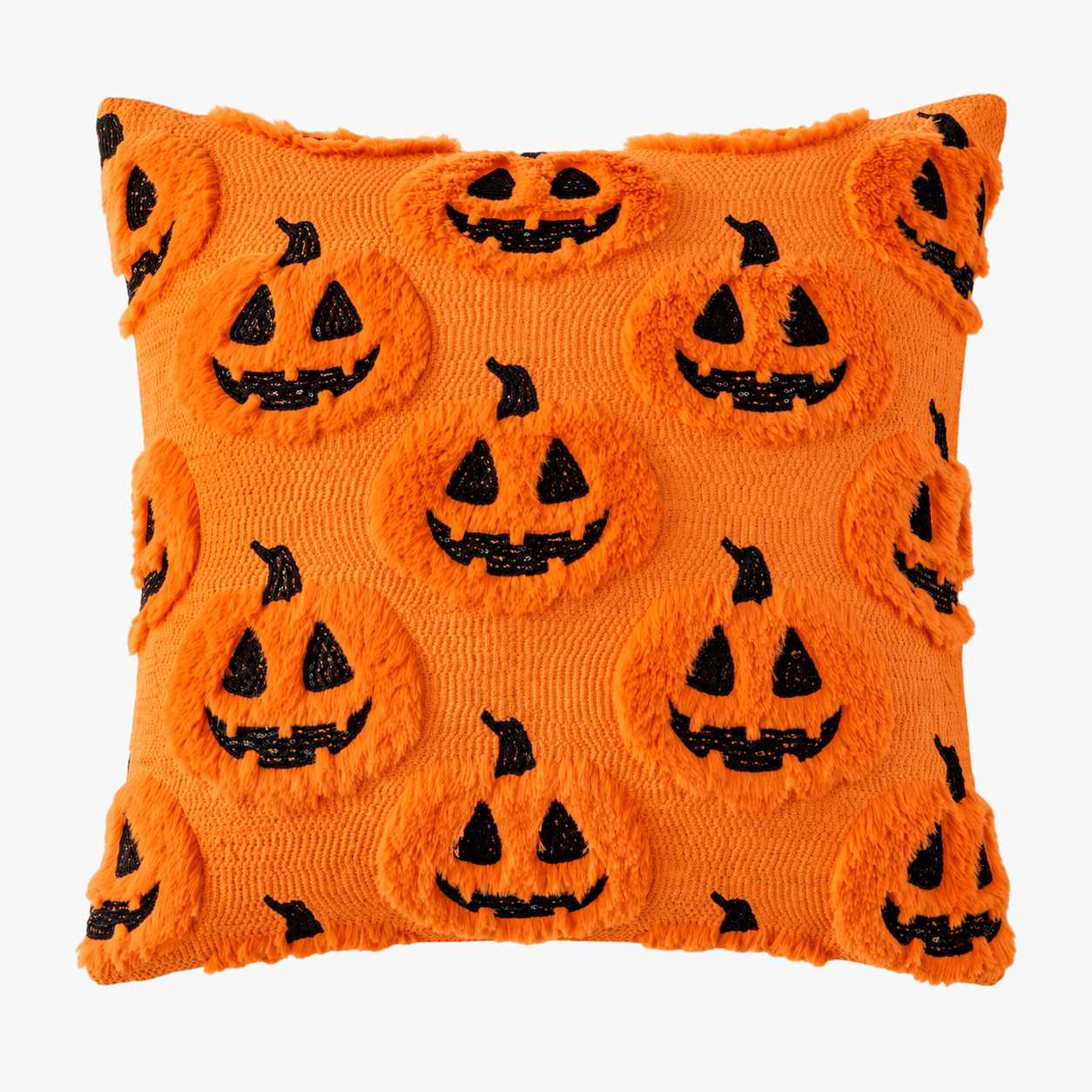 Halloween Cushion Cover with Ghost and Pumpkin Motif