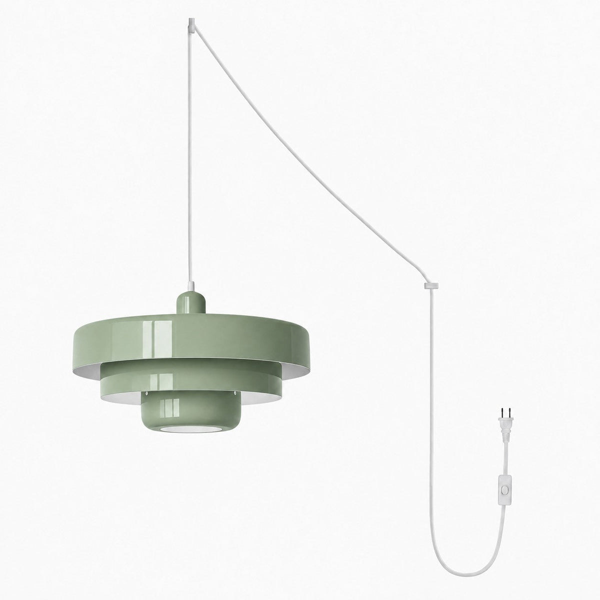 Home Decor : Retro Bauhaus Plug-In Pendant Light - Multi Color in Sage Green van Vandaliamo