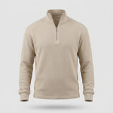Men's Sweater - Zip Collar with Waffle Texture