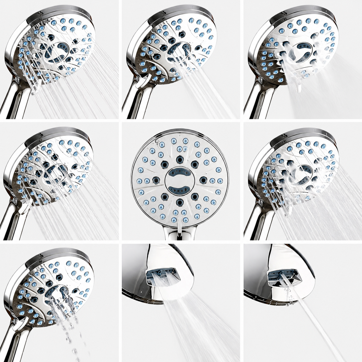 8-Setting High-Pressure Handheld Shower Head with Hose