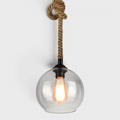 Glass Globe Pendant Lamp with Hemp Rope - Vintage Lighting Design