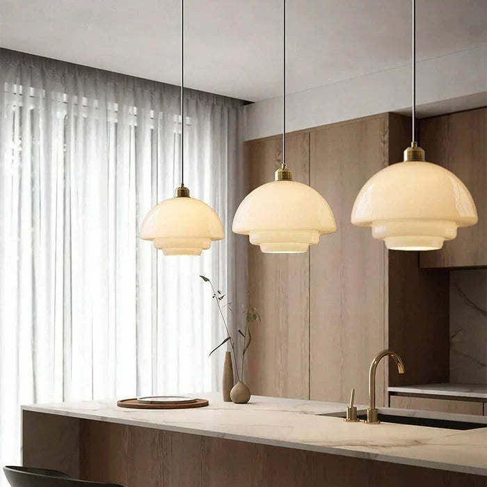 Calistre - Mid-Century Milky Glass Pendant Light