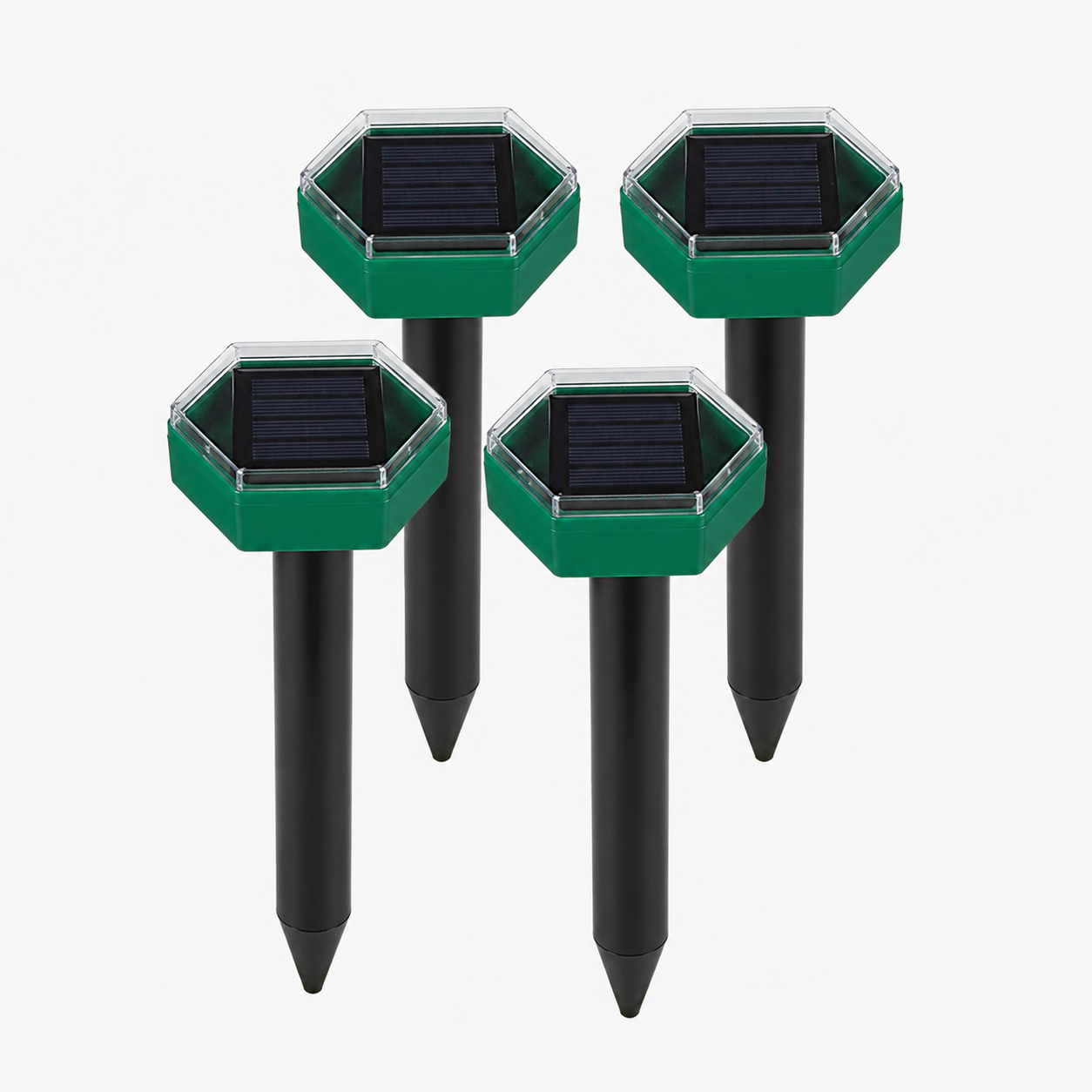 Solar-Powered Ultrasonic Mole & Pest Repeller Spikes (4-Pack)