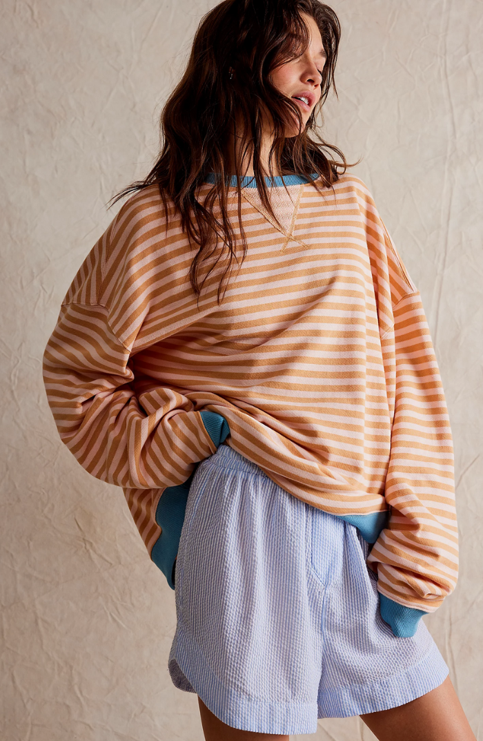 Women's Striped Crewneck Sweater - Casual Knit Top