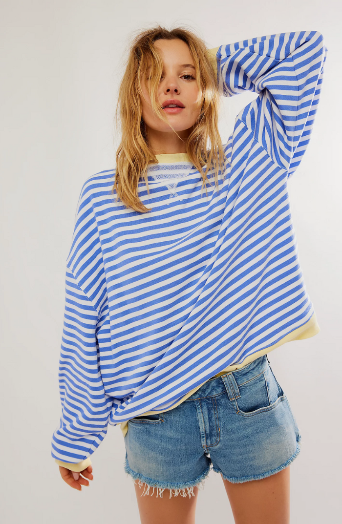 Women's Striped Crewneck Sweater - Casual Knit Top