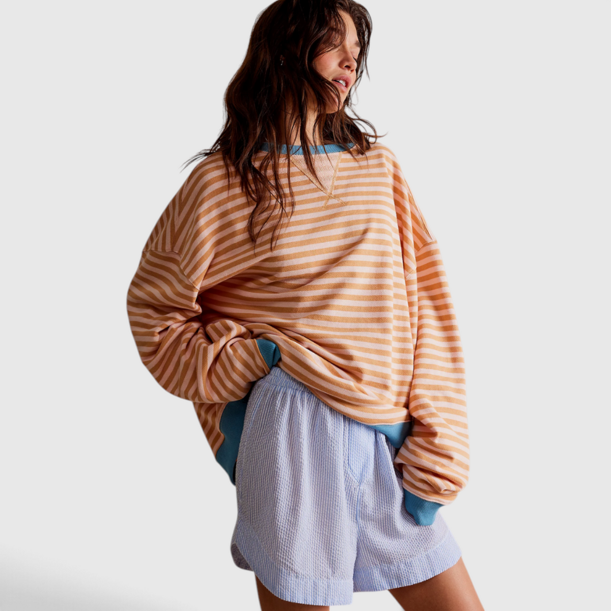 Women's Striped Crewneck Sweater - Casual Knit Top